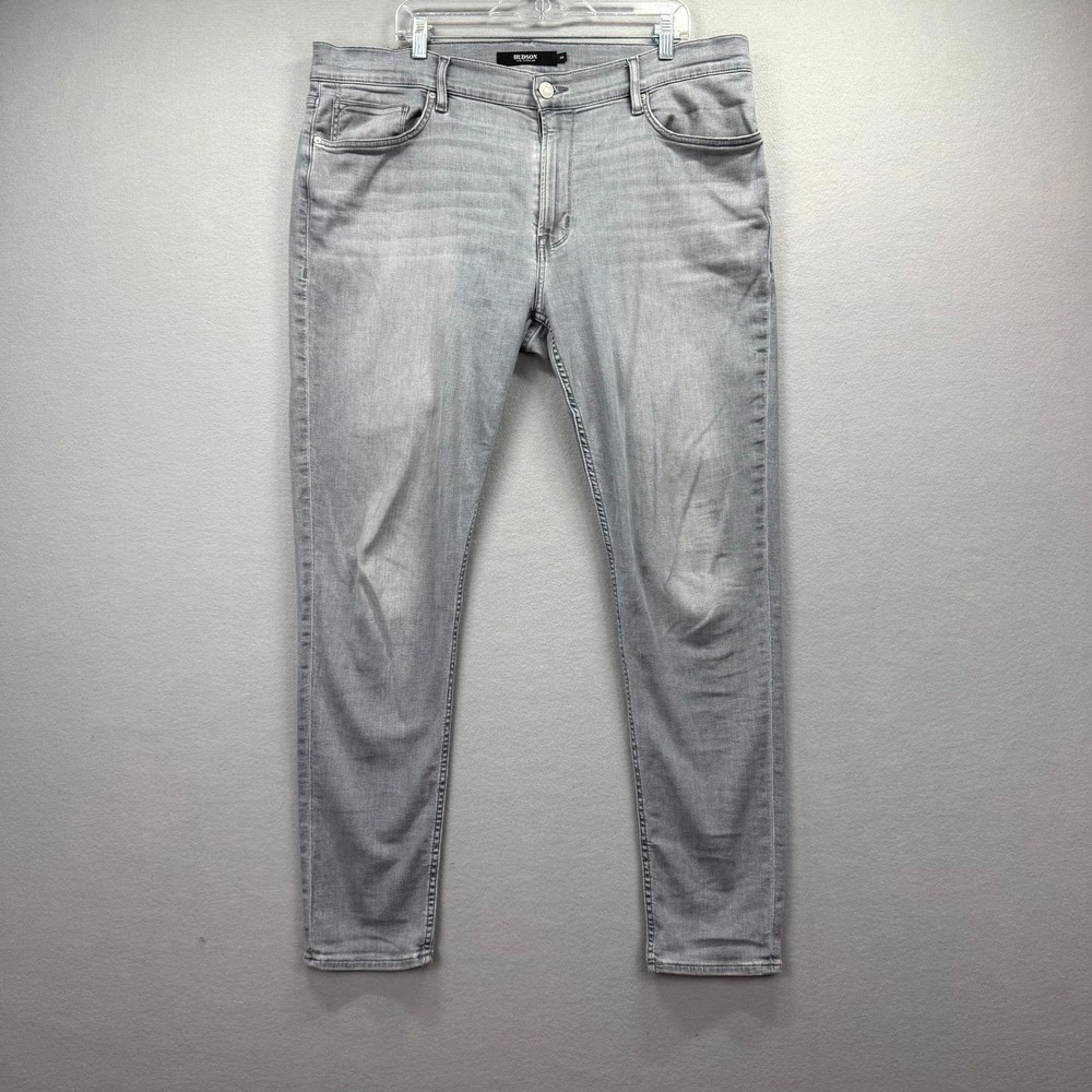 Hudson Zack Jeans Mens 41x32* Gray Denim Whiskered Stretch Streetwear Skinny